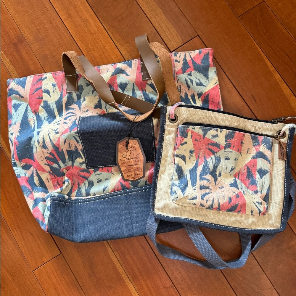 Beach bag and matching crossbody